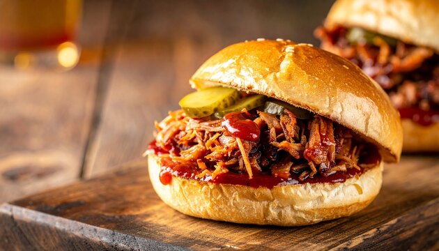 American BBQ Pulled Pork Sandwich with Smoke
