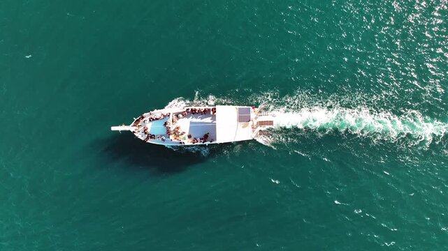 Tourist Boat Sailing in Clear Blue Sea &ndash; Sığacık, Seferihisar, Izmir, Turkey