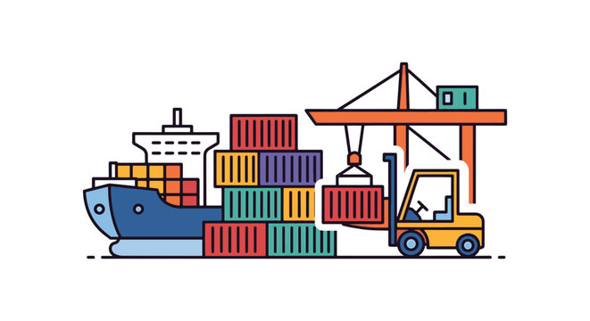 Container port logistics Line abstract color design vector.eps