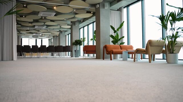 Empty modern conference hall interior for business presentation
