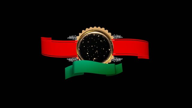ribbon banner title montage empty reveal effect with alpha channel