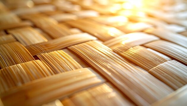 Close-up of woven bamboo texture.