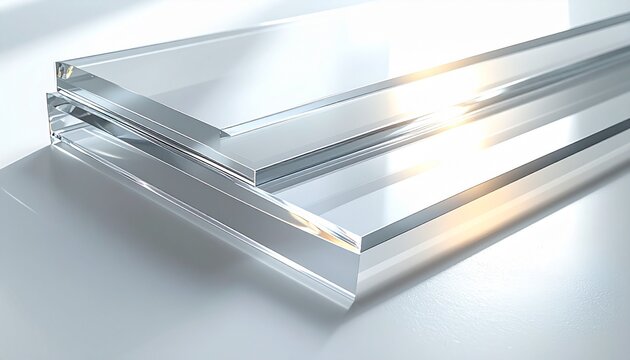 Clear glass or acrylic rectangular prism.