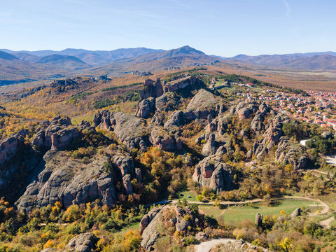 Aerial view of Belogradchik Rocks, Bulgaria