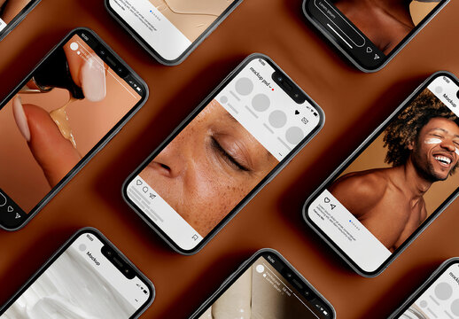 Top View Social Media Mockup Set