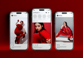 Three Smartphone Social Post Mockup