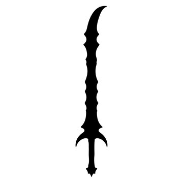 Silhouette of a fantasy scimitar sword.