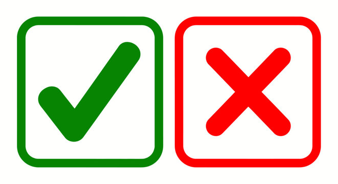 A Pair of Symbols: Green Check and Red Cross Indicating Correct and Incorrect Choices.