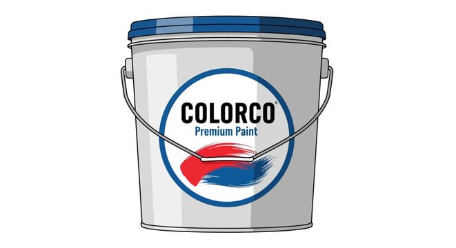 Premium Paint Bucket Illustration with Custom Label, Large Pail for Home Renovation and Interior Design Projects, Isolated on White Background