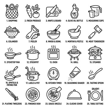 Kitchen Utensils and Cooking Tools.