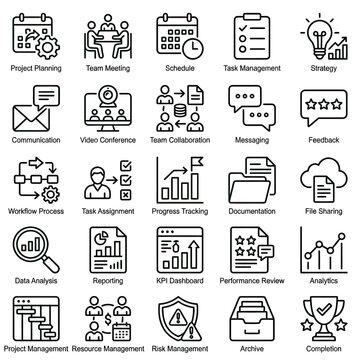 Business icons for office workflow.