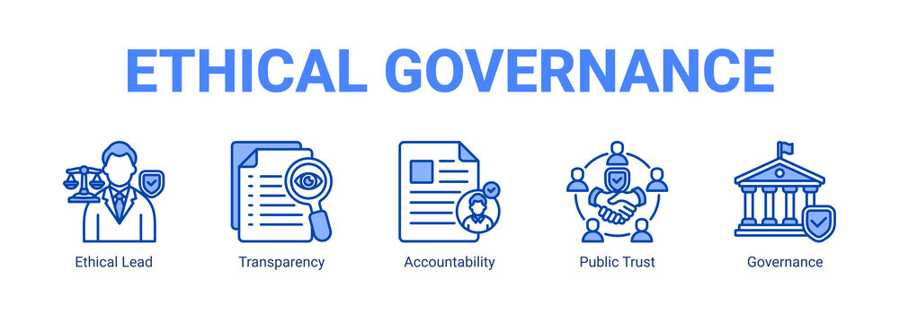 Ethical Governance web banner icon concept, with Ethical Lead, Transparency, Accountability, Public.