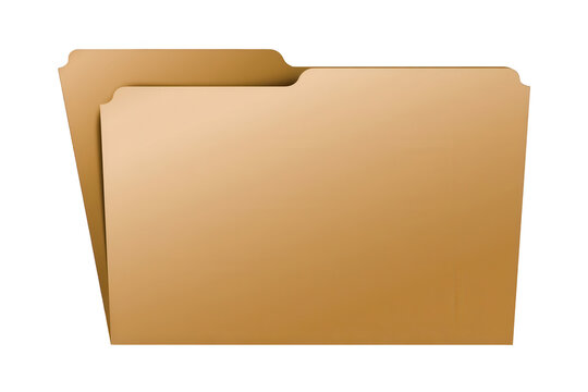 Brown file folder with left tab isolated on transparent background