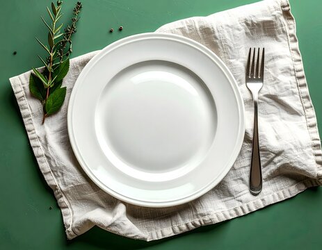 Elegant Place Setting with Fresh Herbs