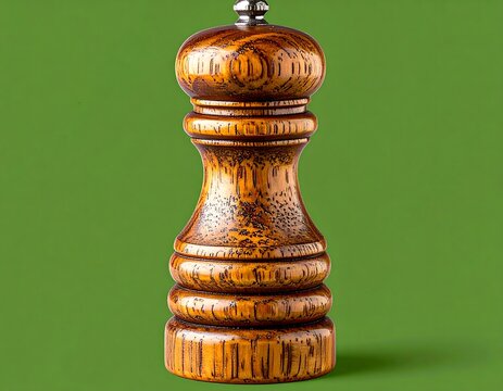 Elegant Wooden Pepper Mill on Green