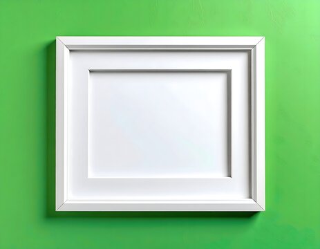 Empty White Frame on Textured Green Wall