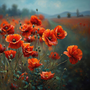 Vibrant Red Poppy Field Oil Painting
2. 8 English Tags
