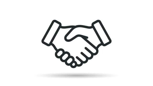 Minimalist Handshake Icon Animation With Line Art And Flat Design Style On White Background