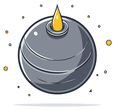 Vintage explosive bomb with glowing fuse and sparks in cartoon style
