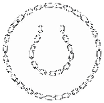 Abstract smiley face icon made from hand drawn broken metal chains