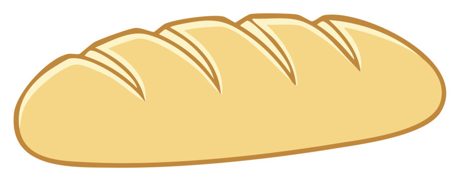 Cartoon-Styled Loaf of Bread with Light Brown Crust and Sliced Pattern Baked Graphic