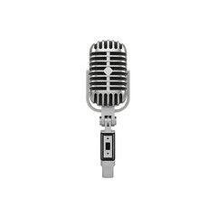 Fototapeta premium Vintage silver dynamic microphone retro radio broadcasting equipment.
