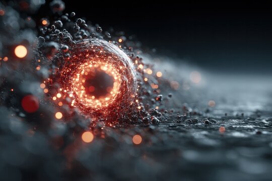 Abstract glowing tunnel with particle effects