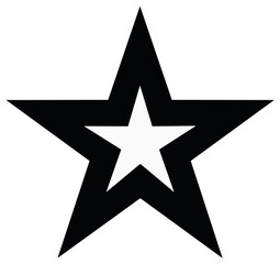 Fototapeta premium Bold Black Outline Star Emblem with Inner White Star Graphic Symbol