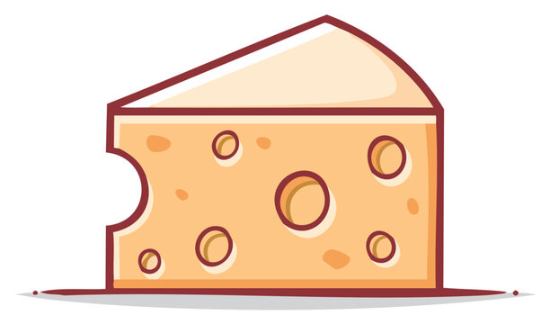 Cartoon Wedge of Swiss Cheese with Holes and Bite Mark