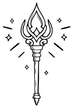 Mystical Orb Staff Weapon Fantasy Magic Element for Games or Illustration