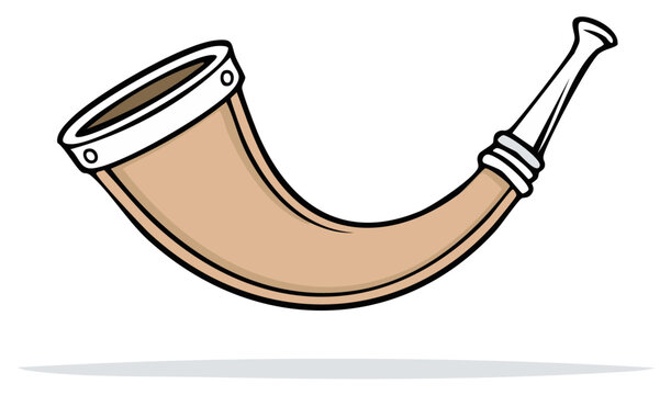 Cartoon illustration of a traditional vintage blowing horn for hunting or signals