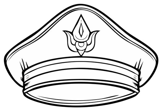 Stylized Outline of a Classic Officer's Cap with Emblem Symbol