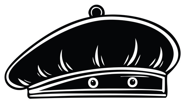 Black beret hat vector illustration traditional French headwear simple design style icon