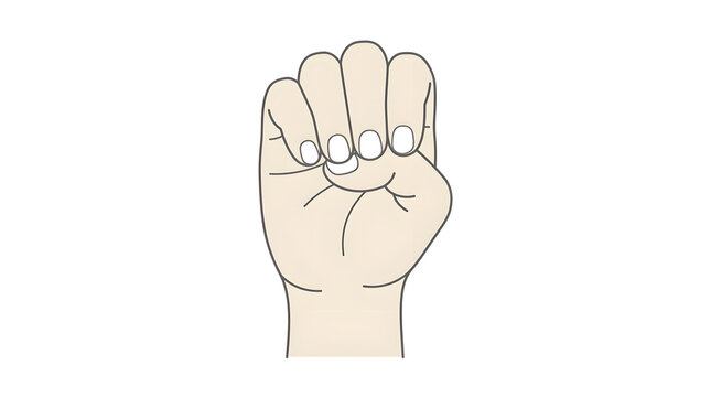 Clenched Fist Hand Gesture Illustration.
