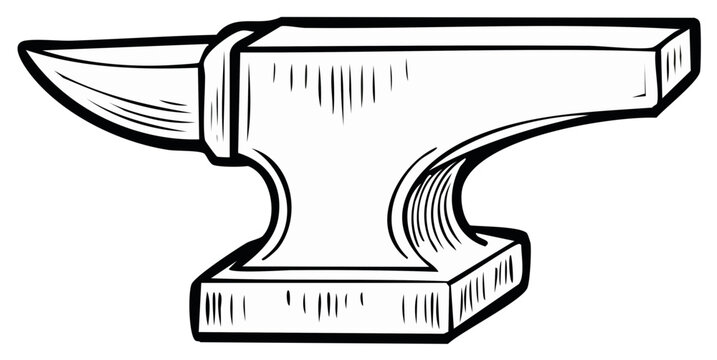 Hand drawn illustration of a traditional blacksmith anvil with a horn and a flat top