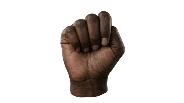 Clenched Fist of Dark Skinned Hand.