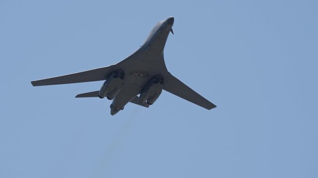 B-1 Lancer Supersonic Bomber Passing Low Overhead