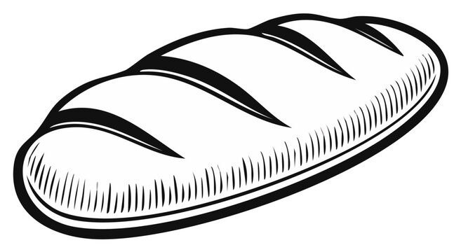 Hand drawn loaf of bread with scoring marks on a white background for baking and food concepts