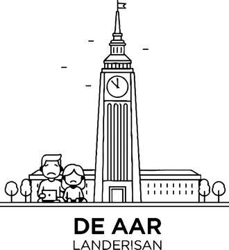 Clock Tower and People in De Aar Cityscape