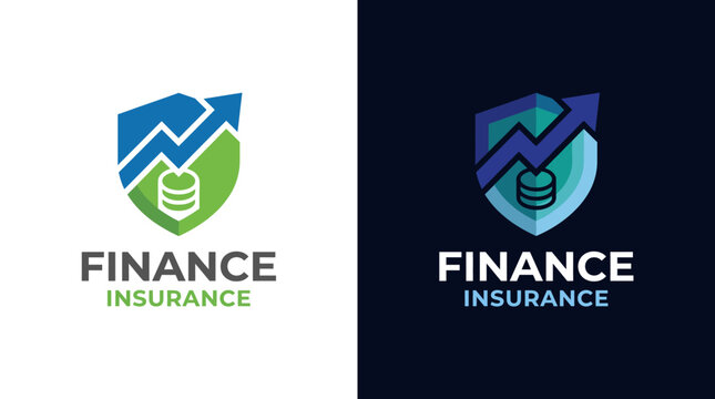 A clean and professional logo design showcasing finance and insurance themes through symbolic elements like shields and upward trends to convey trust and growth.