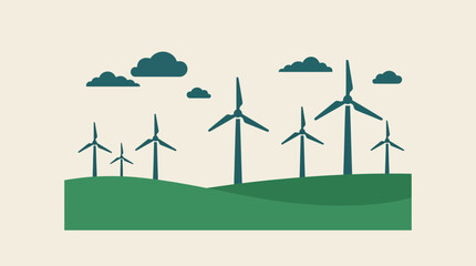Wind Turbines Farm in Green Field Landscape © Bima