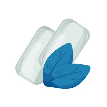 Cartoon vector illustration of mint chewing gum isolated on a white background for candy and fresh breath design.