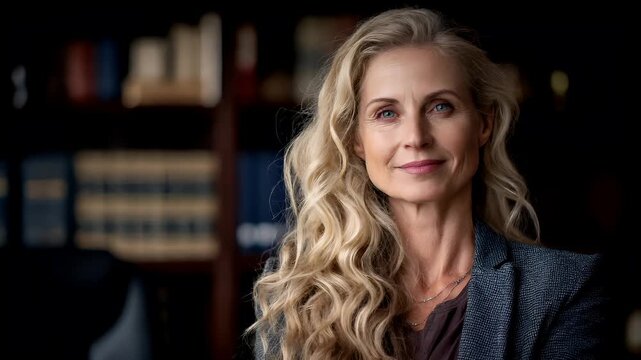 Female diversity. Human rights, equal opportunity concept. A portrait of a woman with long, wavy blonde hair, captured in a side profile.