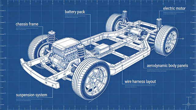 Diagram of Electric Car Structure and Key Components