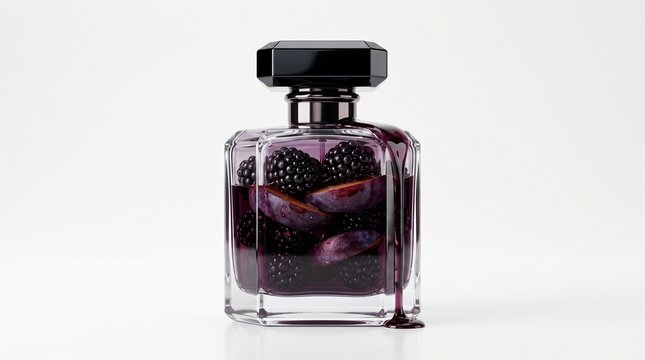 Luxurious Perfume Bottle Filled with Rich Blackberry and Plum Essence, a Scent of Sophistication