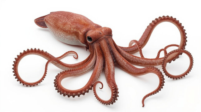 Realistic Giant Squid Colossal Deep Sea Tentacles Sucker Rings White Background Photography