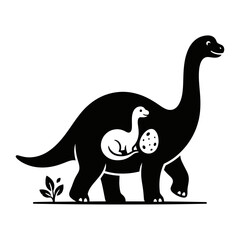 Cute sauropod dinosaur family with hatching egg © Sojib