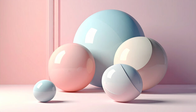 Abstract spheres pastel colors