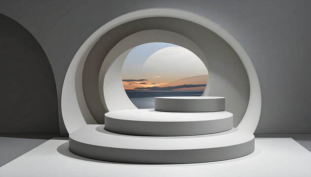 Abstract stage display with sky view