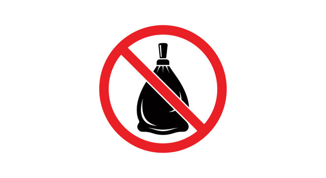 No Alcohol Prohibition Sign Featuring Bottle and Circle Slash.